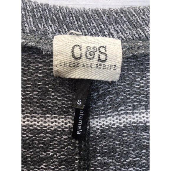 V-Neck Sweater Women Size Small Gray Stripe V-Neck Casual Basic Preppy Staple - Picture 3 of 6